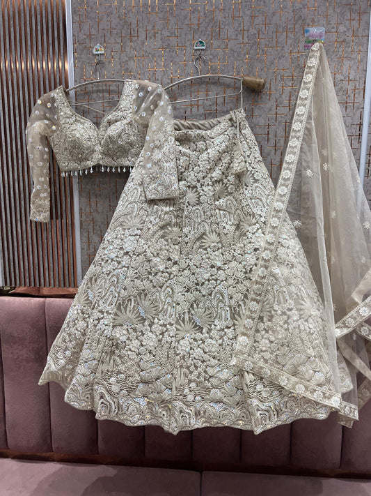 Beautiful White Ready to wear Crop Top Lehenga