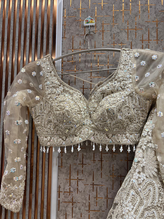 Beautiful White Ready to wear Crop Top Lehenga