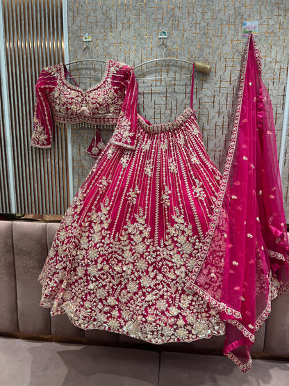 Pretty Orange Ready to wear Crop Top Lehenga