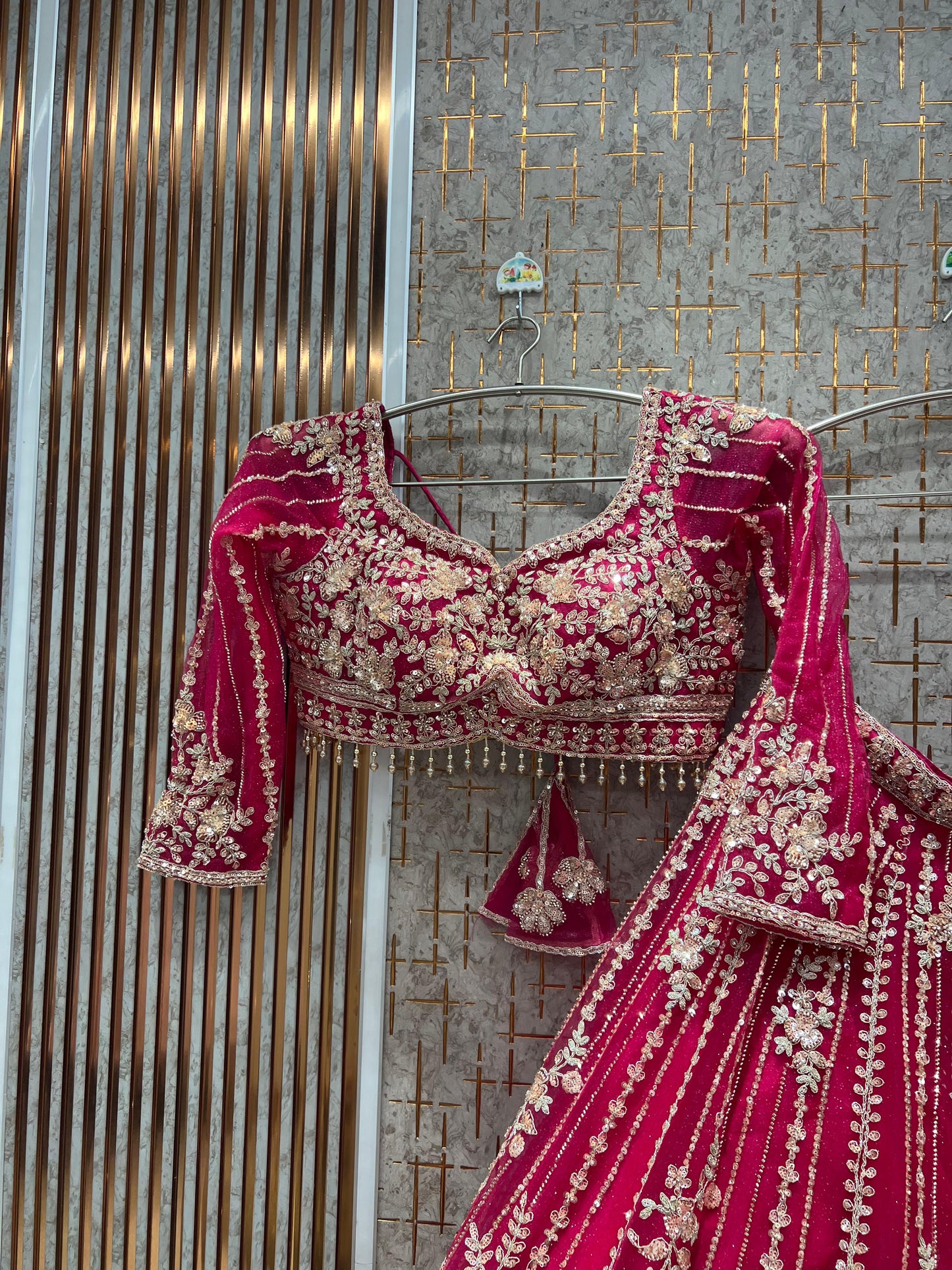 Pretty Orange Ready to wear Crop Top Lehenga