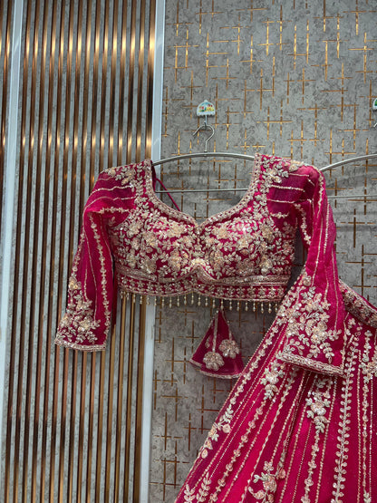 Pretty Orange Ready to wear Crop Top Lehenga