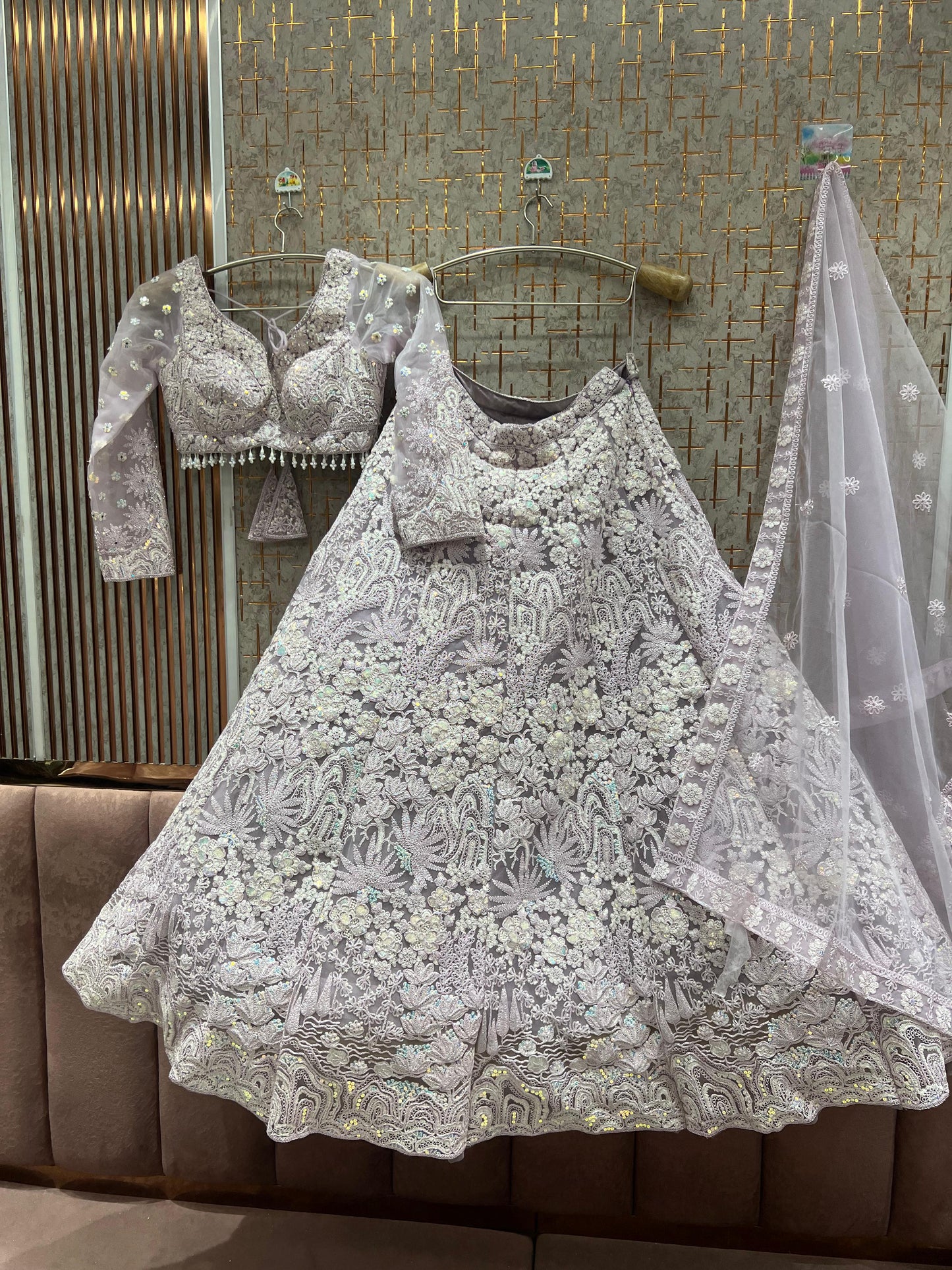 Beautiful White Ready to wear Crop Top Lehenga