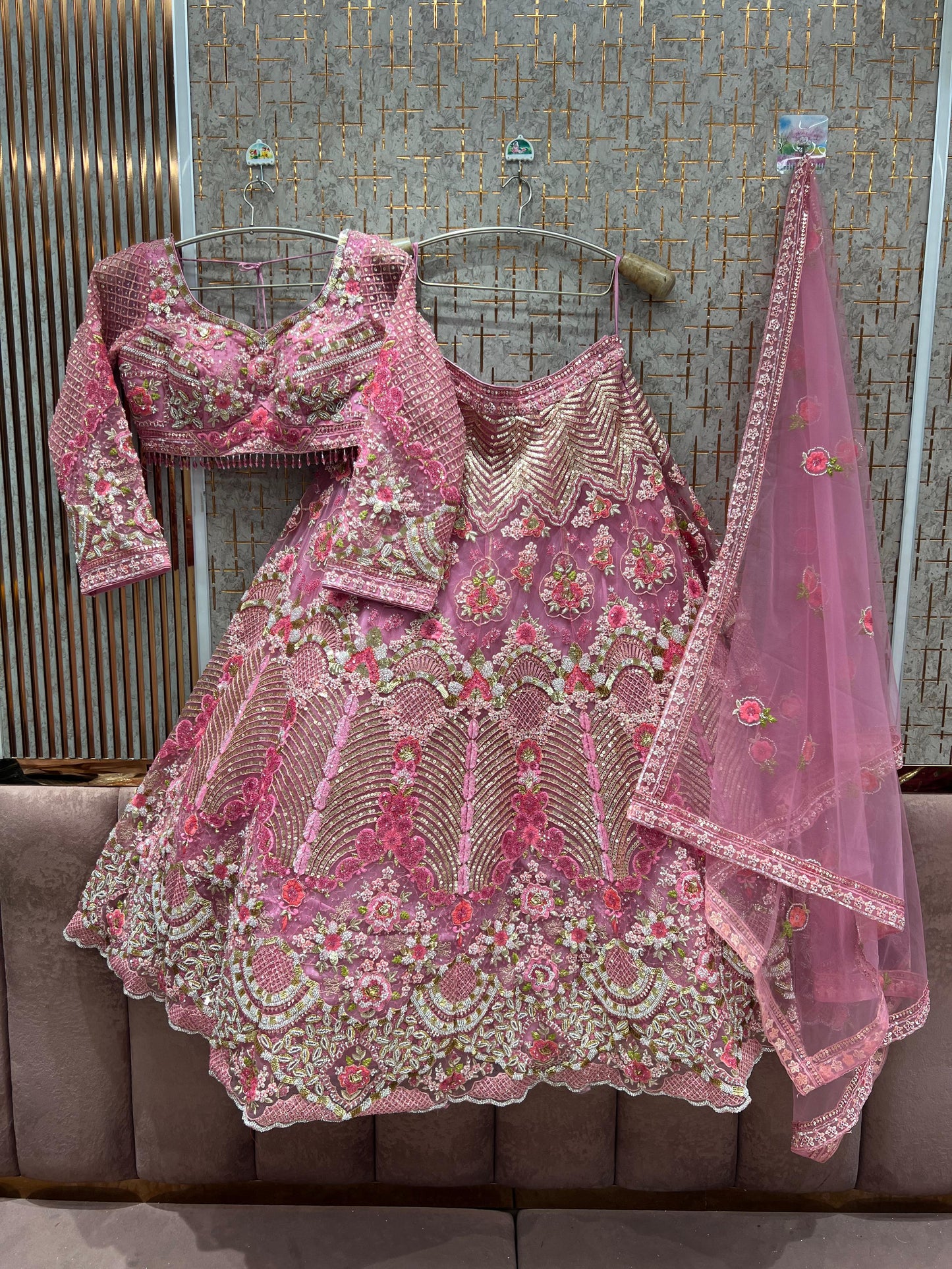 Fabulous Pink Crop Top Lehenga