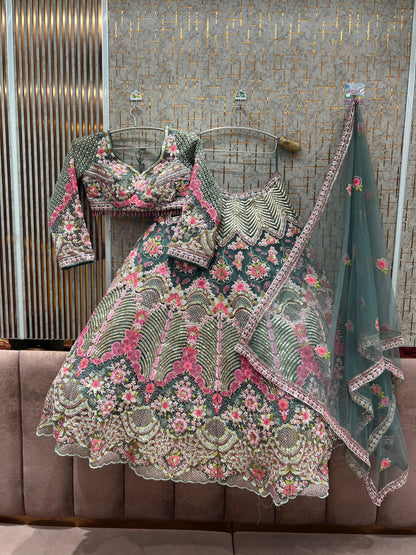 Fabulous Pink Crop Top Lehenga