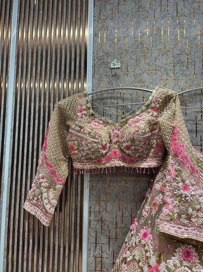 Fabulous Pink Crop Top Lehenga