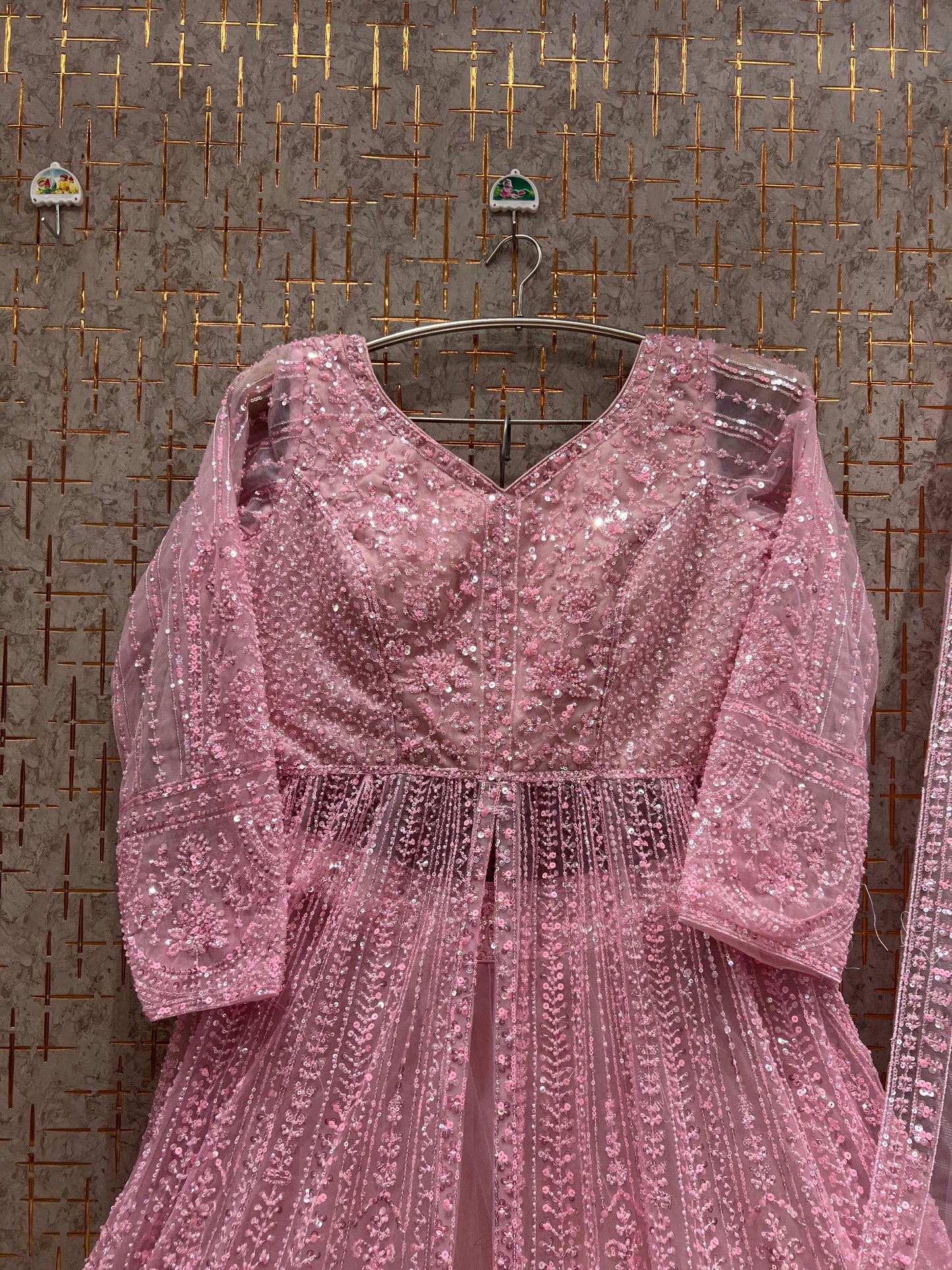 Embellished Pink Farshi garara muslim Bride Special Dress