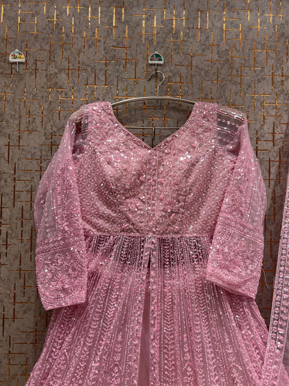 Embellished Pink Farshi garara muslim Bride Special Dress