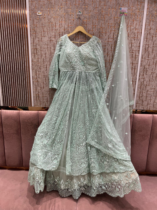 Elegant Blue Farshi garara muslim Bride Special Dress