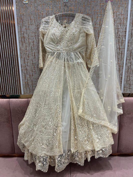 Delightful Golden Farshi garara muslim Bride Special Dress