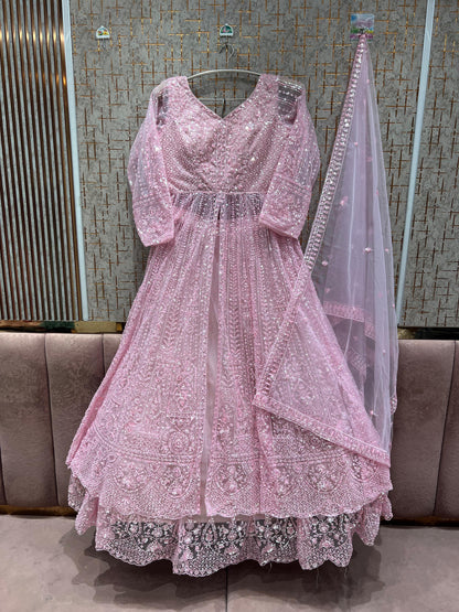 Embellished Pink Farshi garara muslim Bride Special Dress