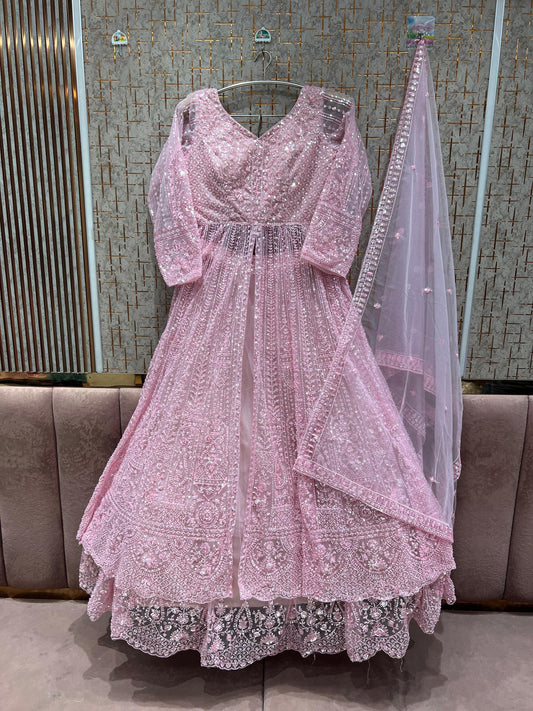 Embellished Pink Farshi garara muslim Bride Special Dress