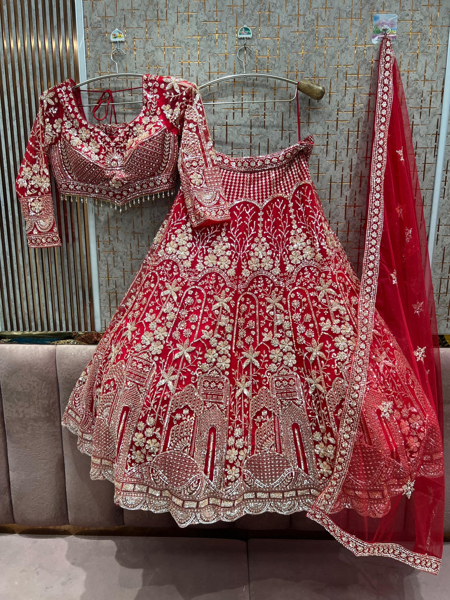 Lavishing Hot pink Crop Top Lehenga