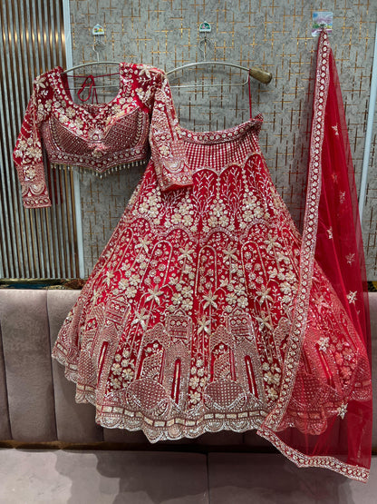 Lavishing Hot pink Crop Top Lehenga