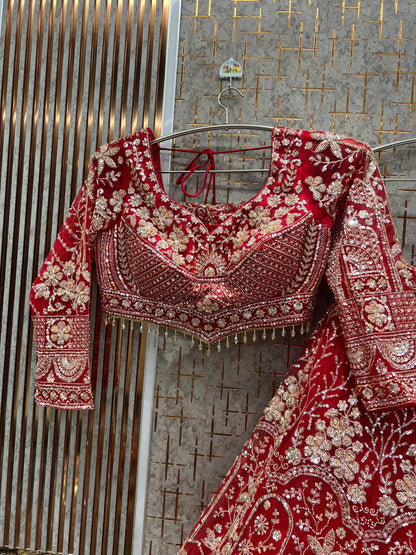 Lavishing Hot pink Crop Top Lehenga