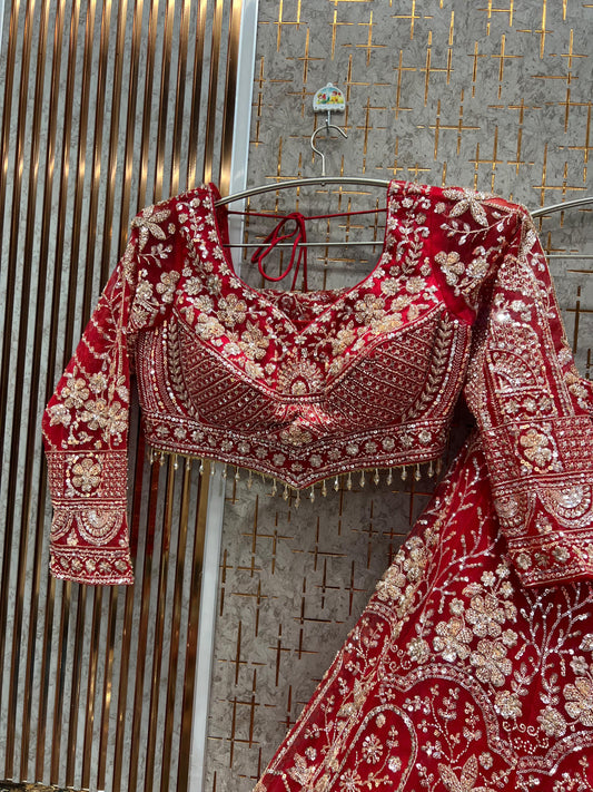 Lavishing Hot pink Crop Top Lehenga