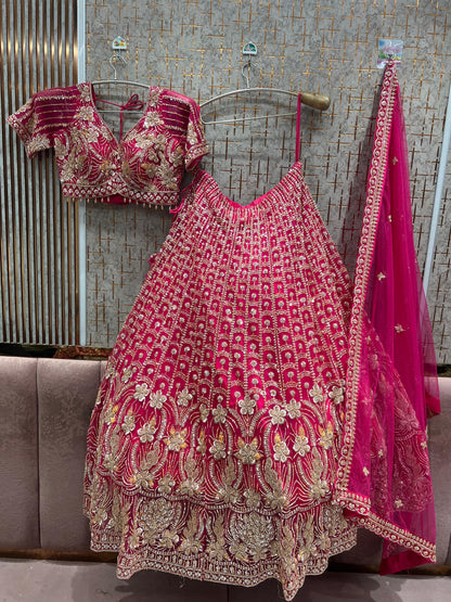 Good looking Rust Orange Crop Top Lehenga