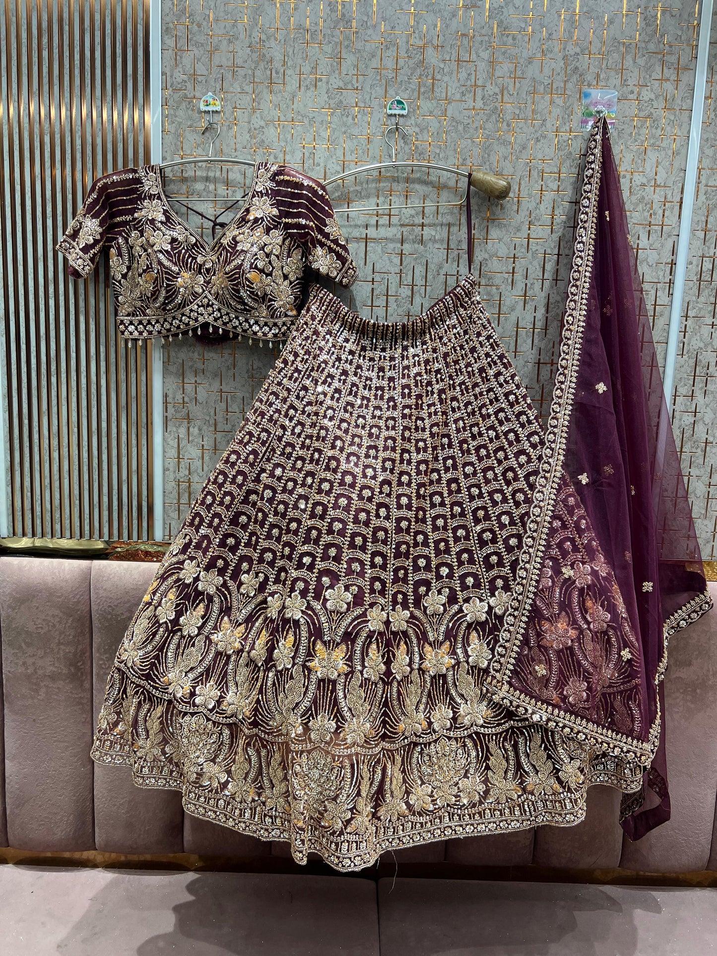 Good looking Rust Orange Crop Top Lehenga