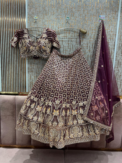 Good looking Rust Orange Crop Top Lehenga