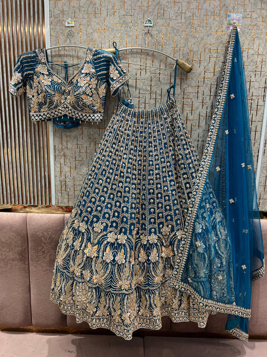 Designer Blue Crop Top Lehenga