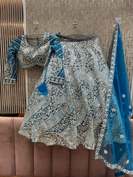 Gorgeous Blue Crop Top Lehenga