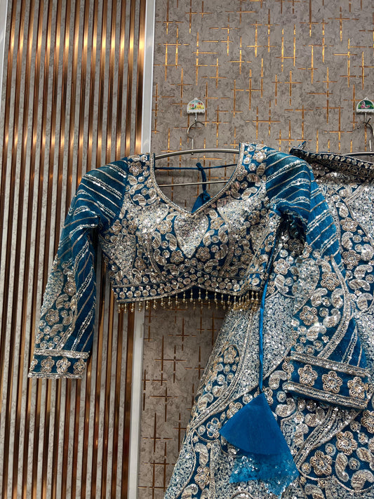 Gorgeous Blue Crop Top Lehenga