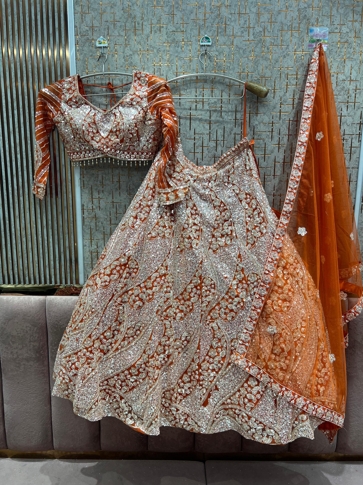 Stunning Rust Orange Crop Top Lehenga