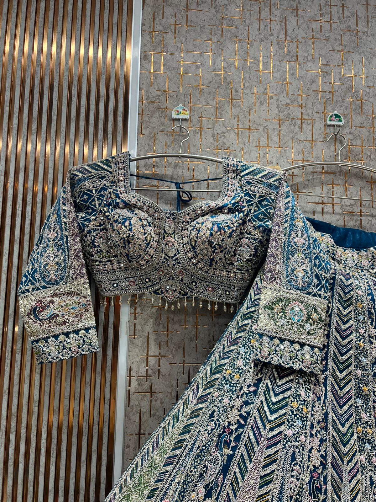 Purple peacock crop top Lehenga