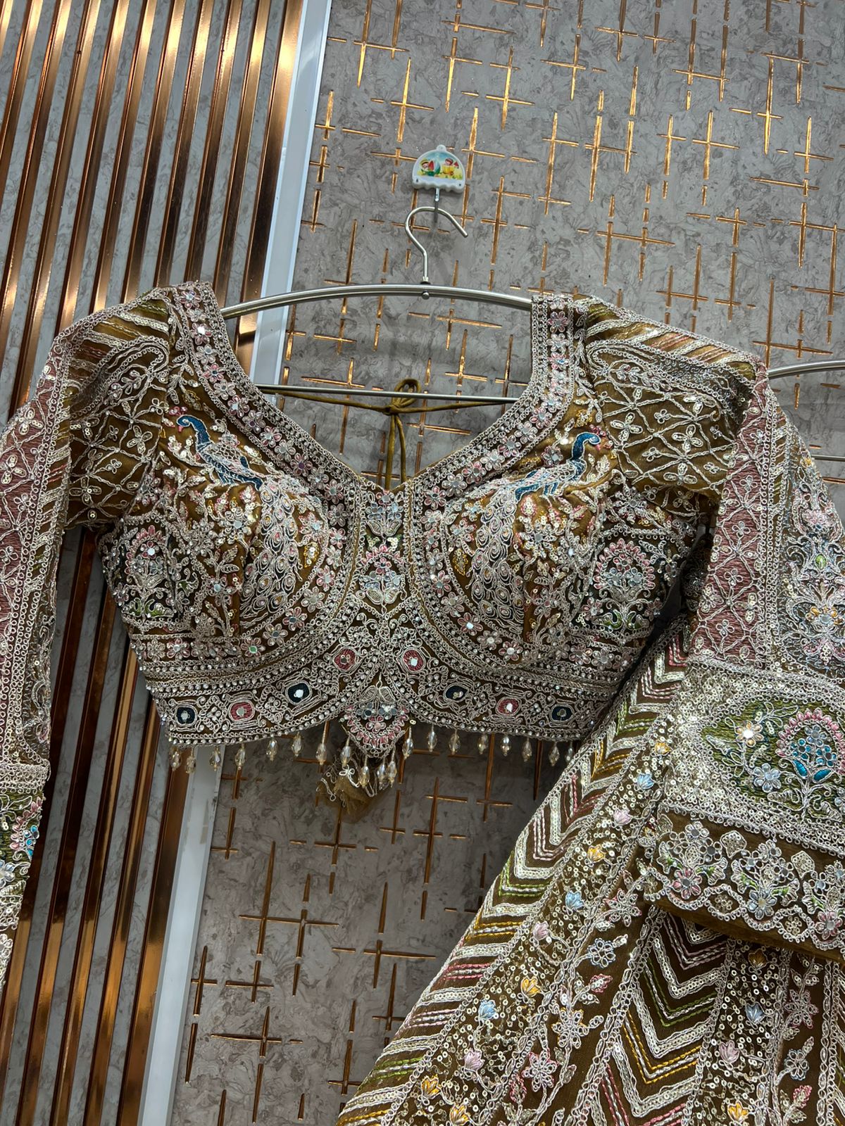 Purple peacock crop top Lehenga