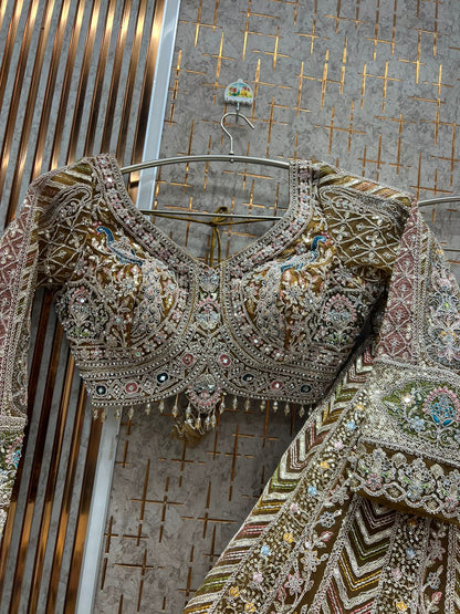 Purple peacock crop top Lehenga