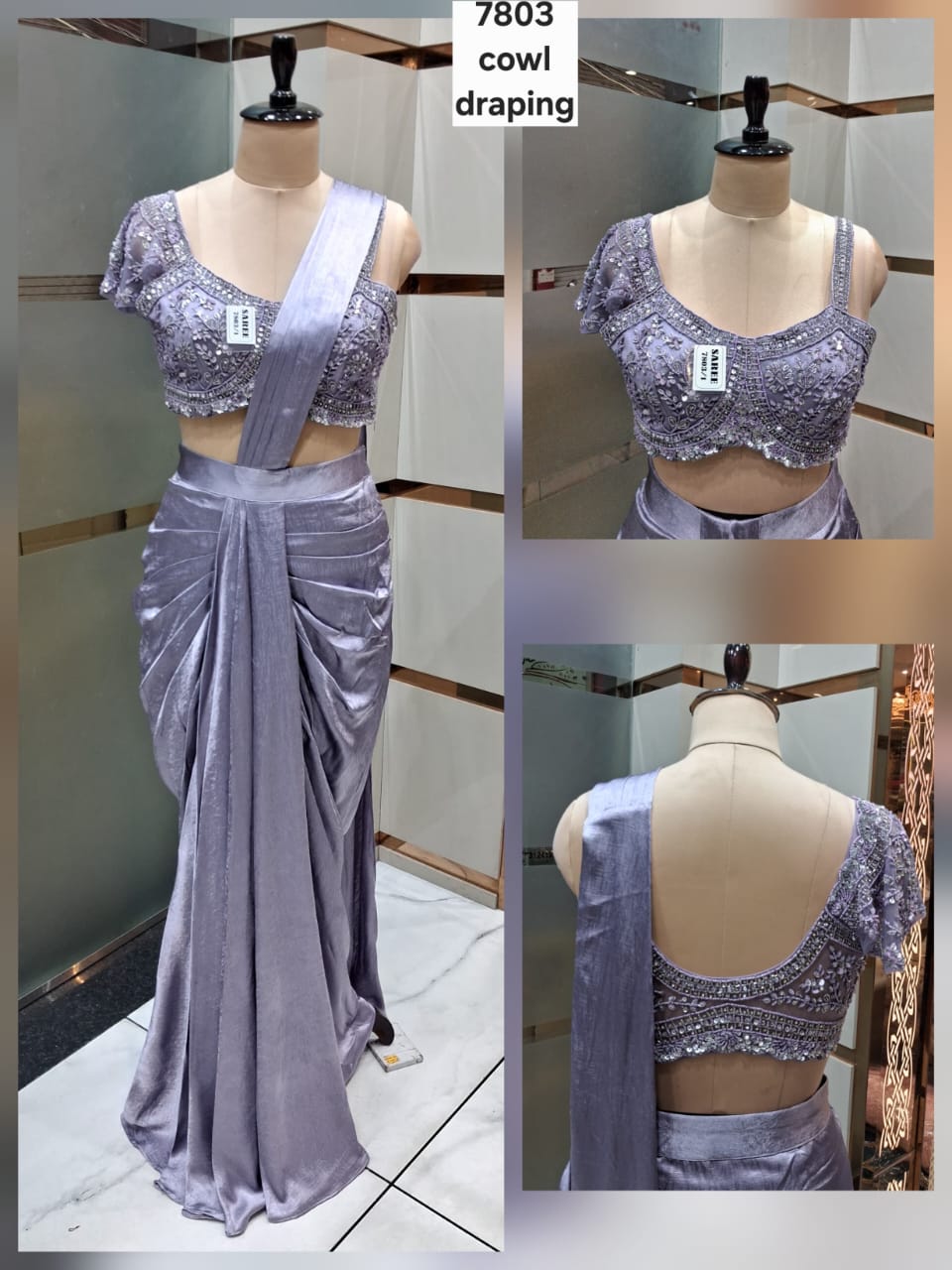 Lavender drape saree dress