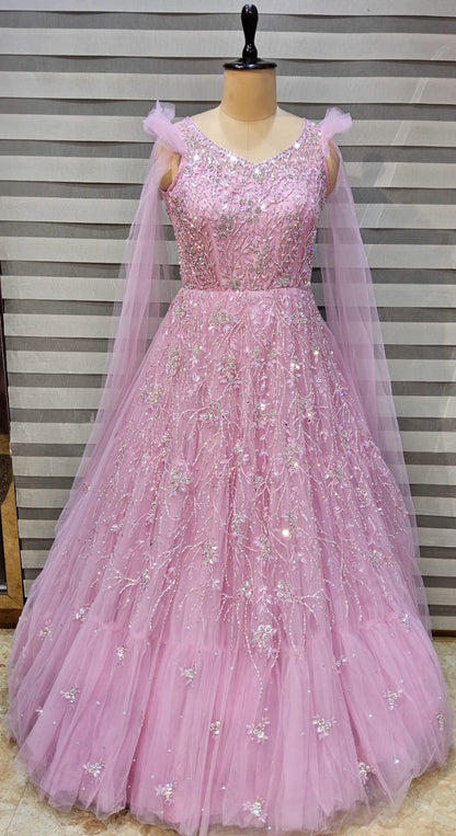 Lovely Beige Golden Gown