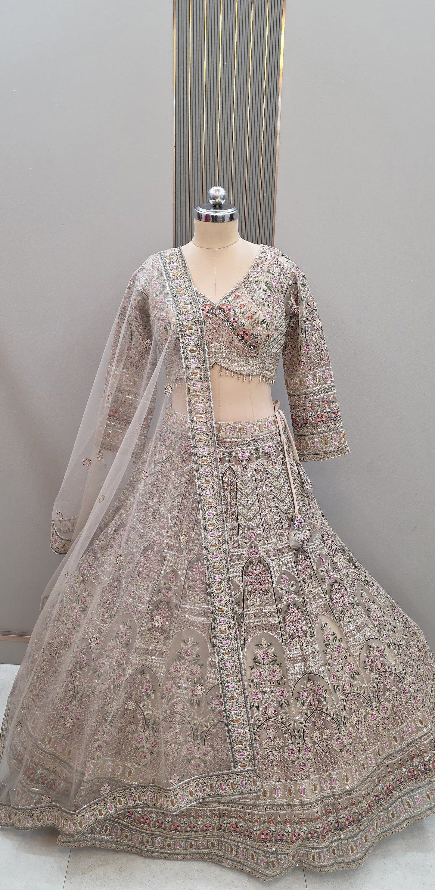 Big flare Designer mustard Crop Top Lehenga