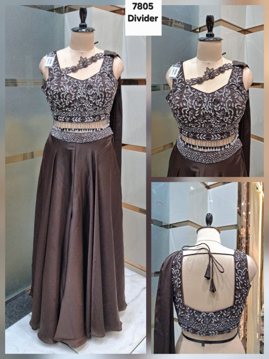 Brown Dark Blue Baby pink Black Blue Yellow haldi Mehendi drape saree dress