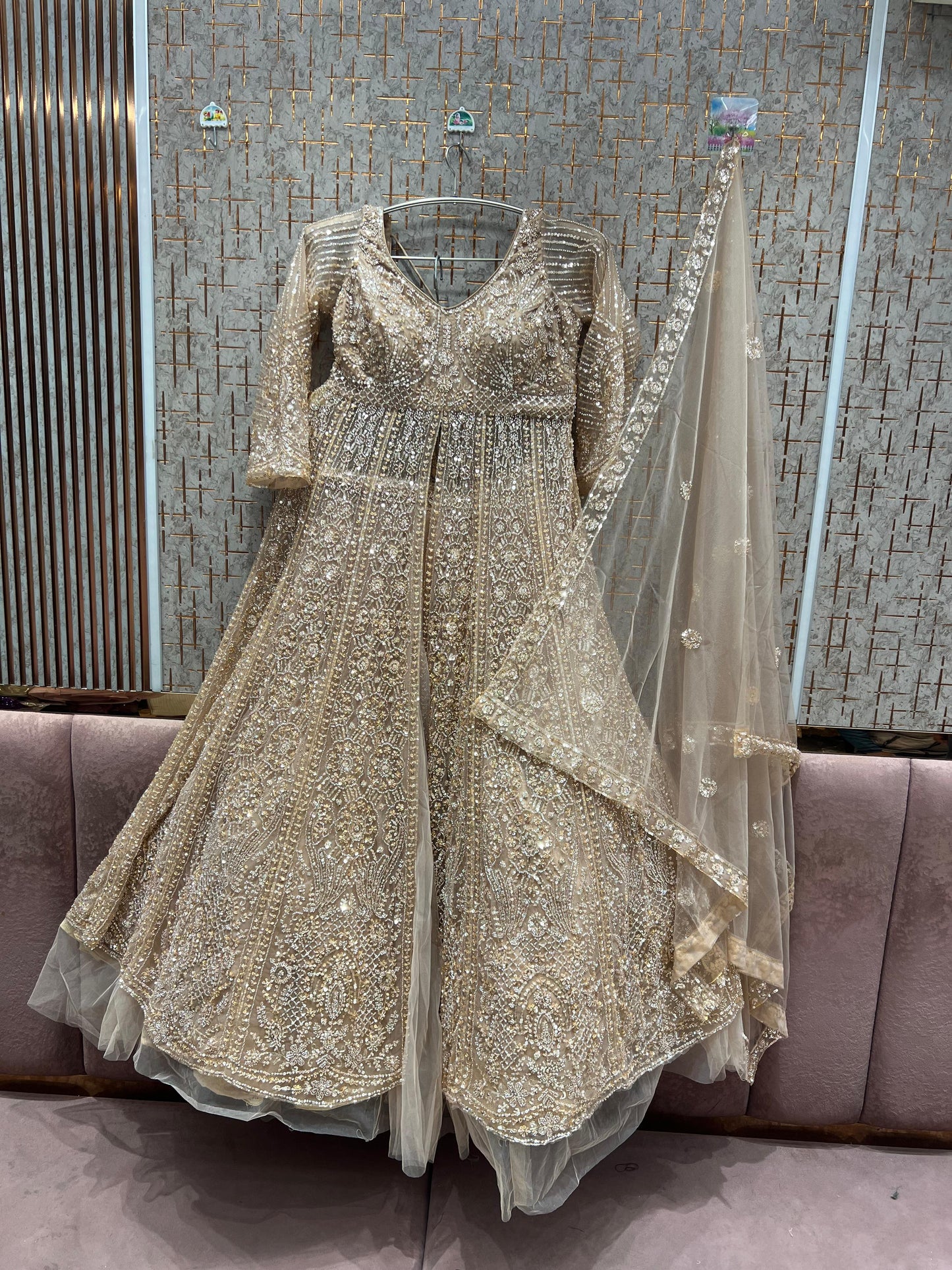 Peach Farshi garara muslim Bride Long Indo Dress