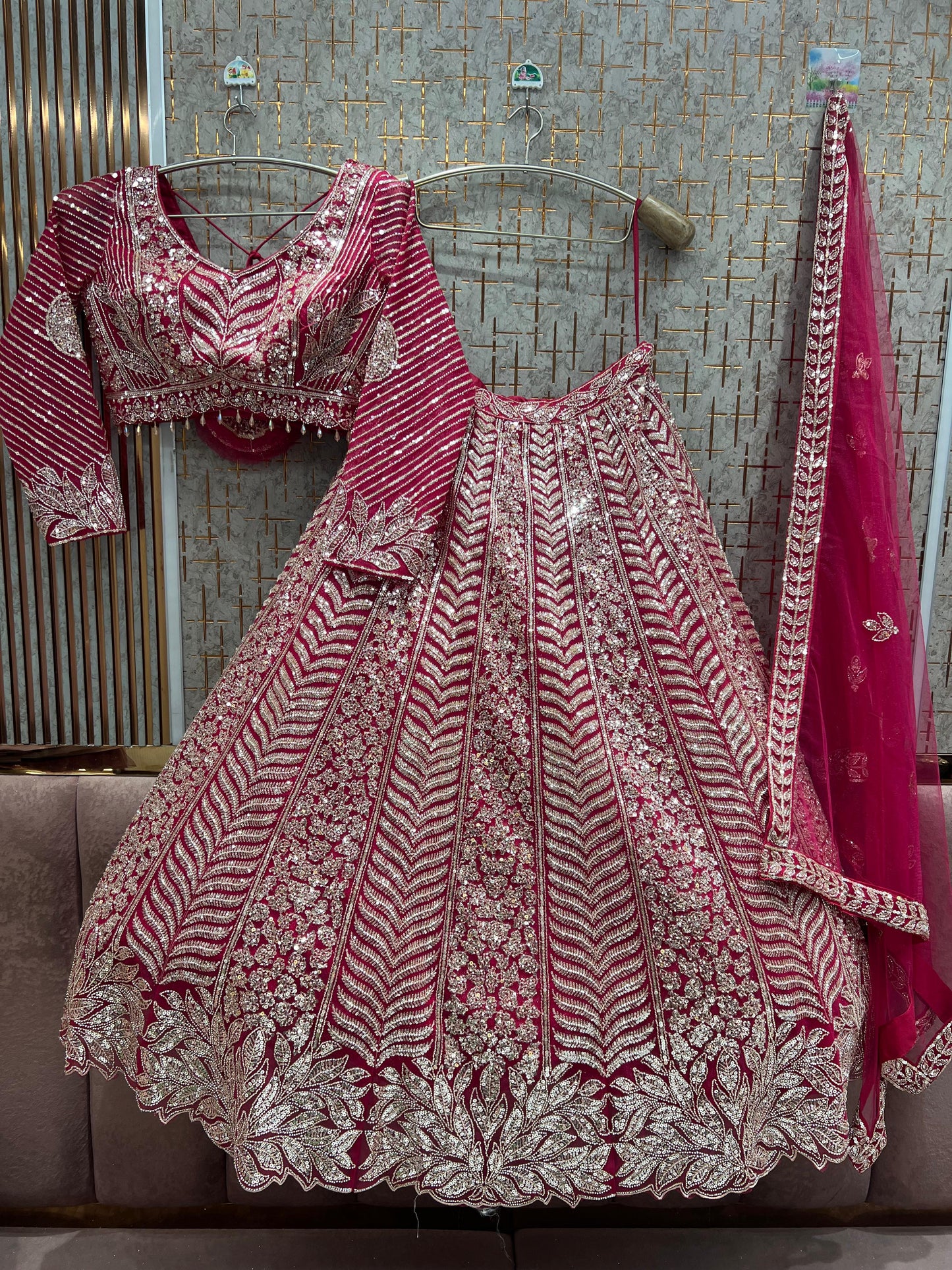 Hot pink Crop Top Lehenga