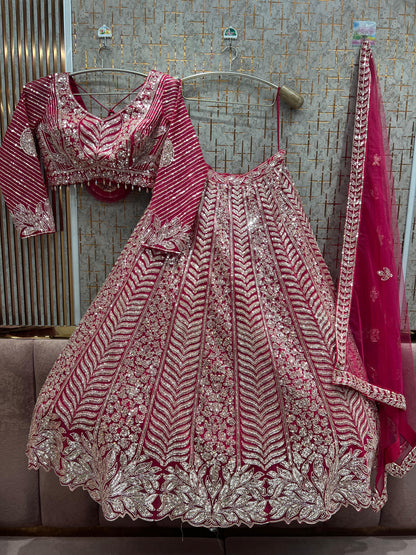 Hot pink Crop Top Lehenga