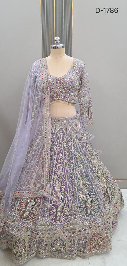 Charming Beige pink crop top Lehenga