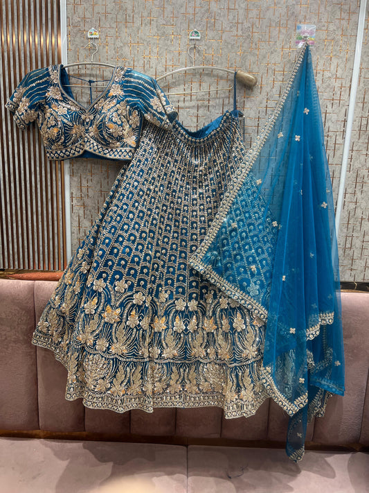 Blue Crop Top Ready to wear Lehenga