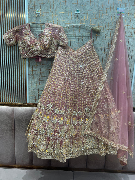 Baby pink Crop Top Ready to wear Lehenga