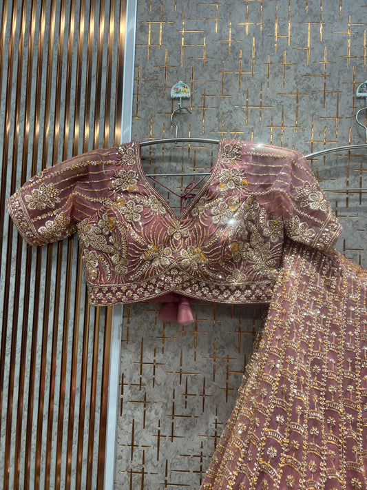 Baby pink Crop Top Ready to wear Lehenga