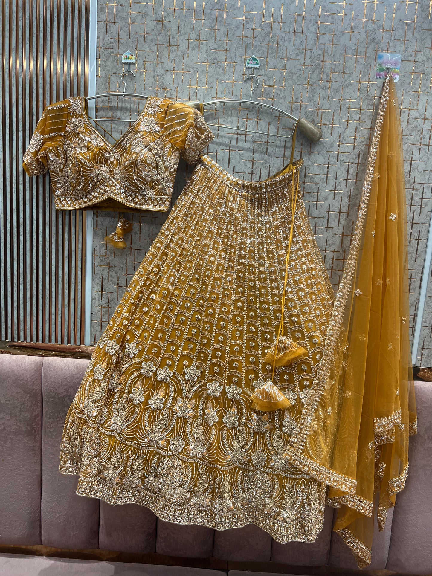 Mustard Crop Top Ready to wear Lehenga