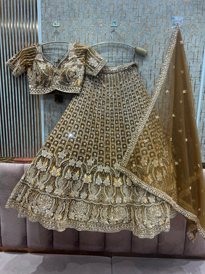 Mustard Crop Top Ready to wear Lehenga