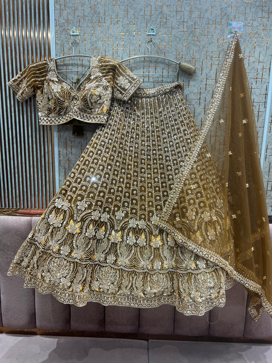 Mustard Crop Top Ready to wear Lehenga