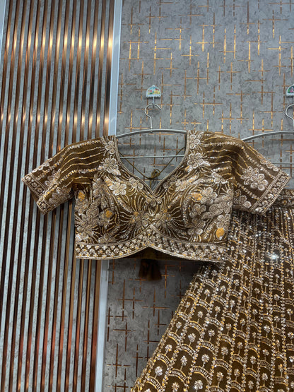 Mustard Crop Top Ready to wear Lehenga