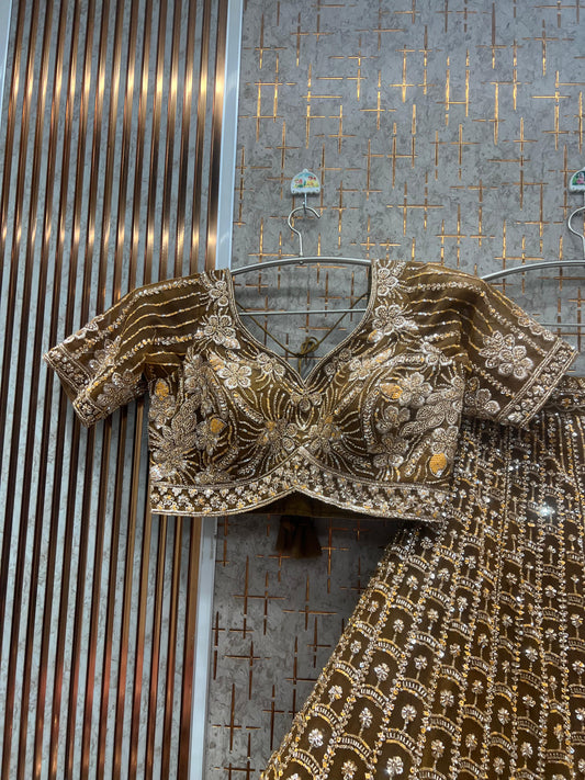 Mustard Crop Top Ready to wear Lehenga