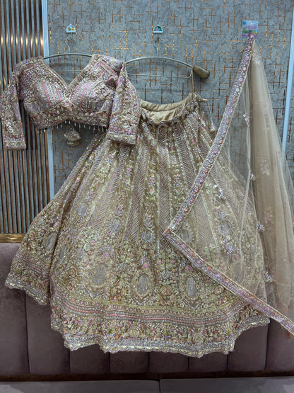 Green Ready to wear Crop top Lehenga