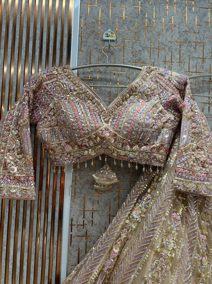 Green Ready to wear Crop top Lehenga