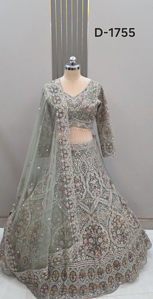 Green Ready to wear Crop top Lehenga