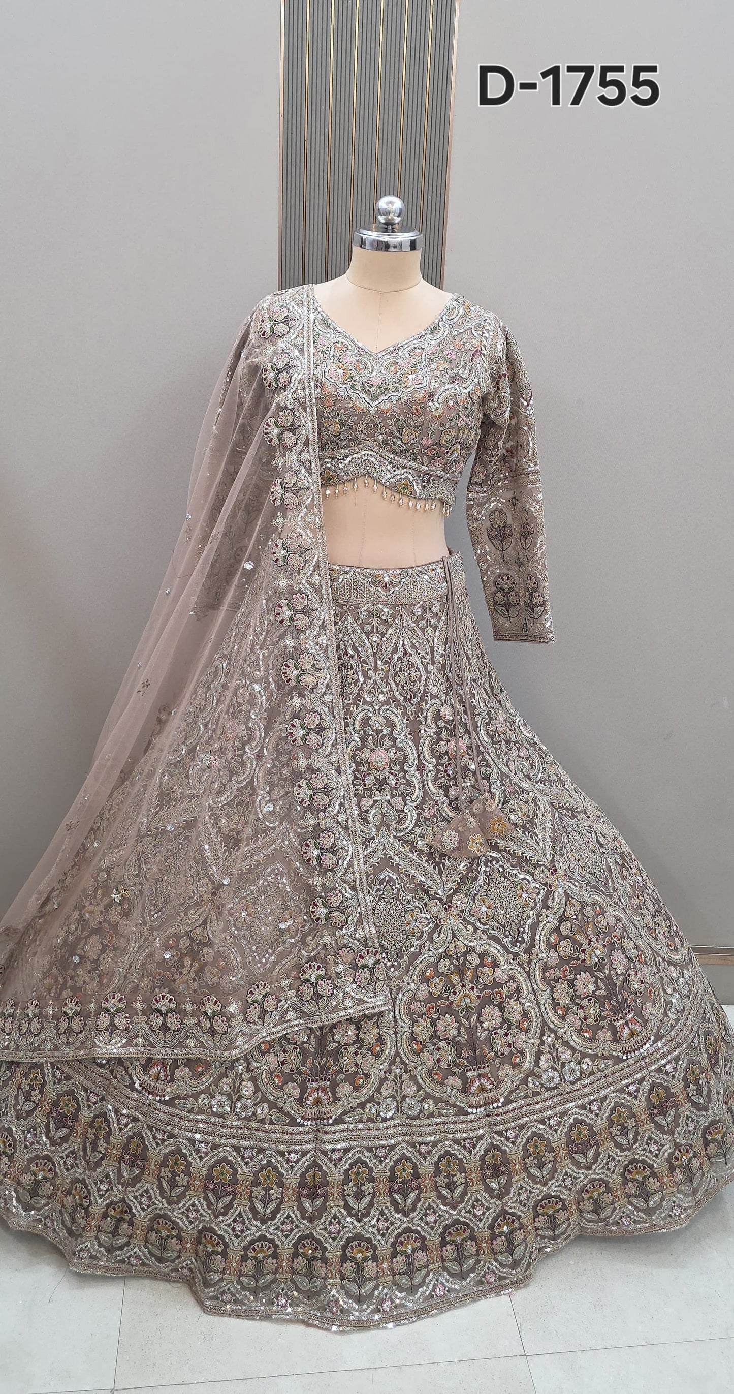 Green Ready to wear Crop top Lehenga