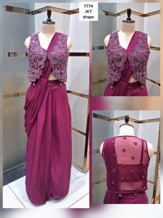 Purple drape saree dress